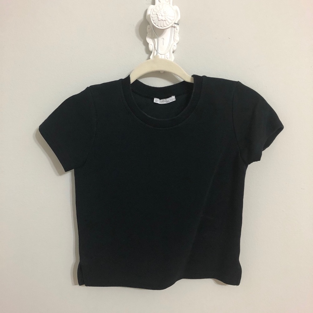 Zara black short sleeve crop top